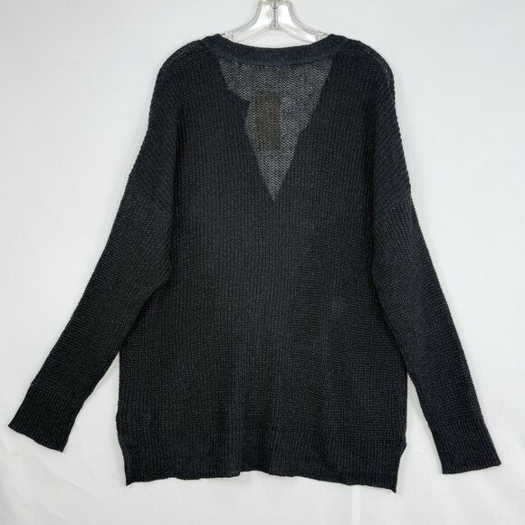 H&M Women’s Dark Blue Deep V Neck Long Sleeve Sweater Pullover Sweatshirt Size L - Picture 5 of 16